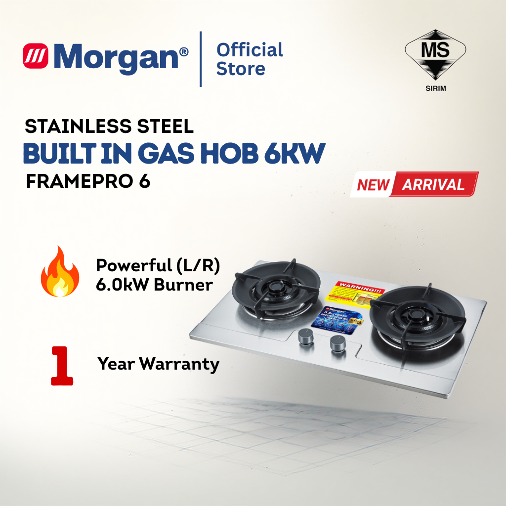 Morgan BUILT IN HOB SS 2 BURNER 6KW FLAMEPRO 6