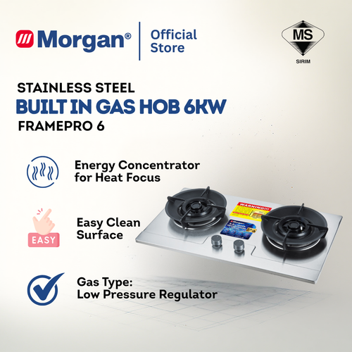 Morgan BUILT IN HOB SS 2 BURNER 6KW FLAMEPRO 6