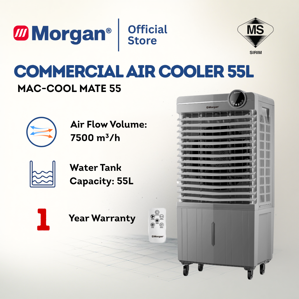 Morgan MAC-COOL MATE 55 Portable Commercial Air Cooler 55L with Remote Control & Touch Screen Panel