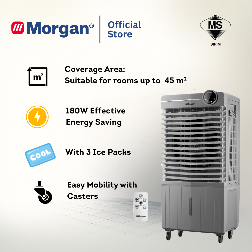 Morgan MAC-COOL MATE 55 Portable Commercial Air Cooler 55L with Remote Control & Touch Screen Panel