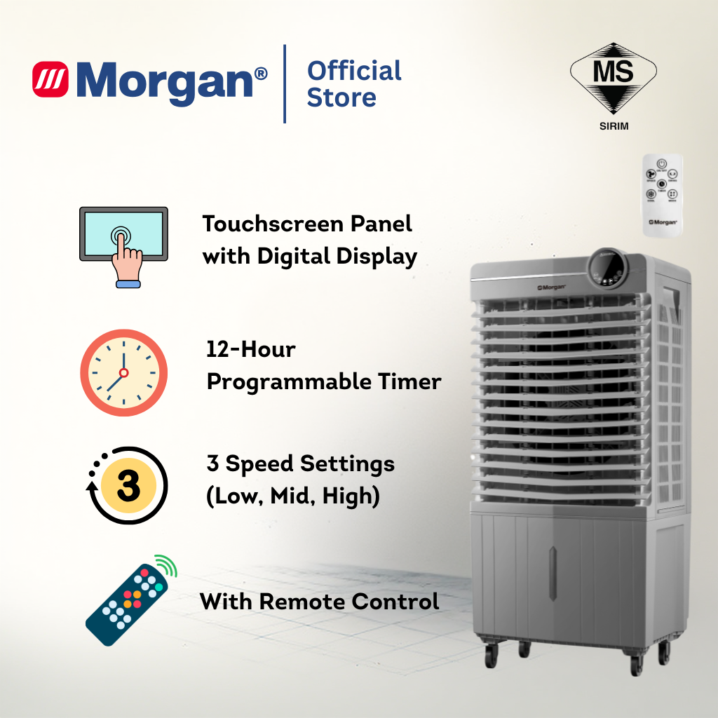 Morgan MAC-COOL MATE 55 Portable Commercial Air Cooler 55L with Remote Control & Touch Screen Panel