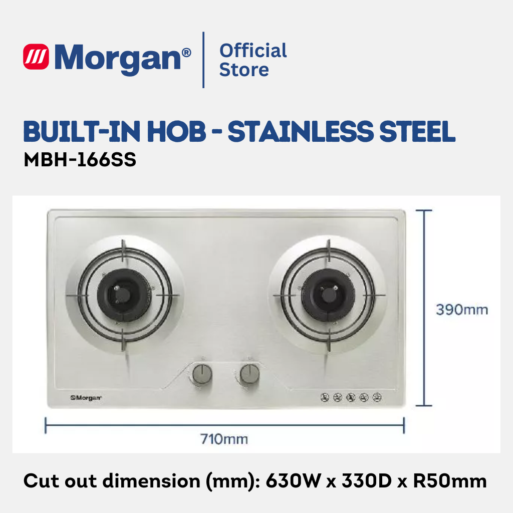 Morgan 2 Burner Stainless Steel Built-in Gas Hob MBH-166SS