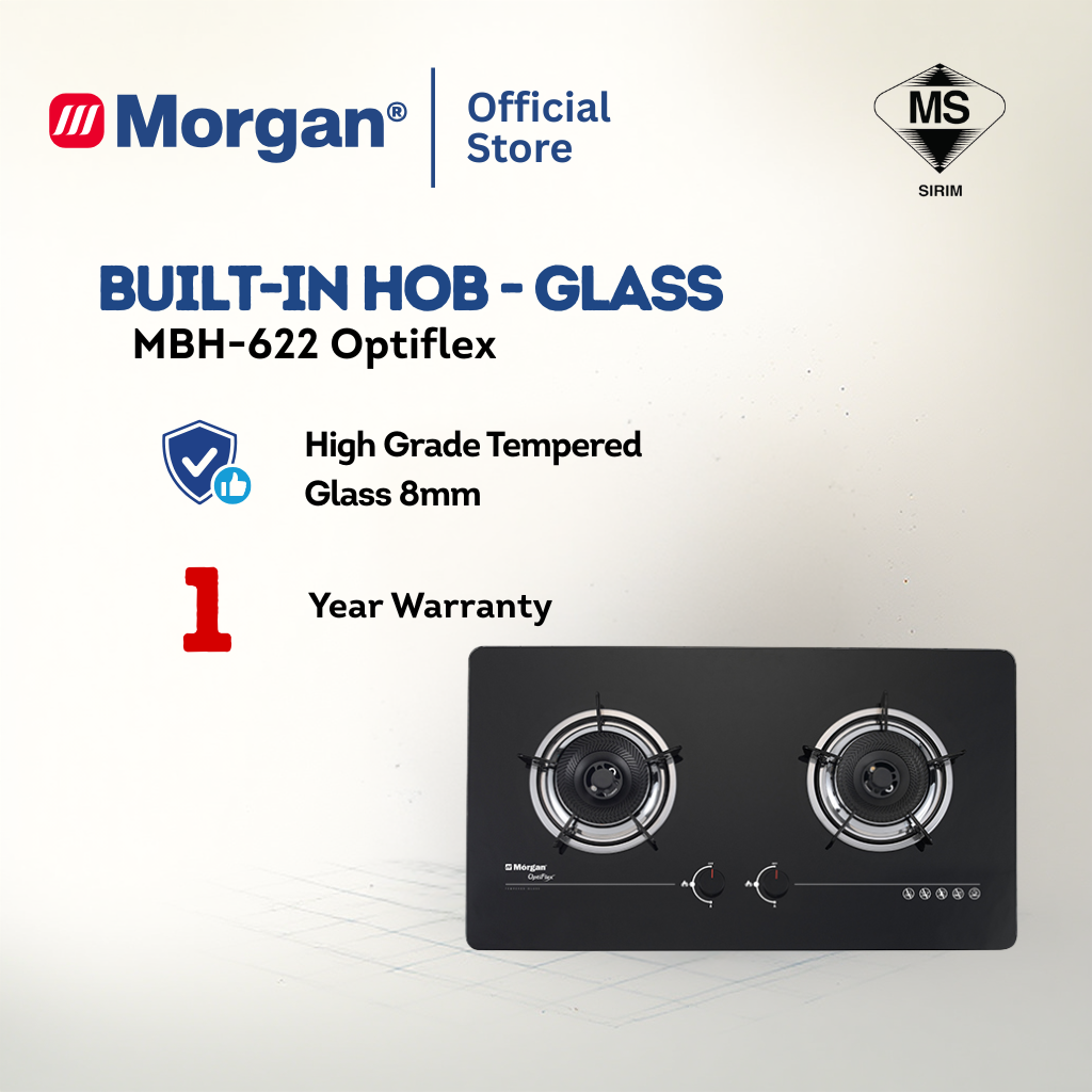 Morgan Built-In Hob Glass 2 Burner MBH-622 Optiflex