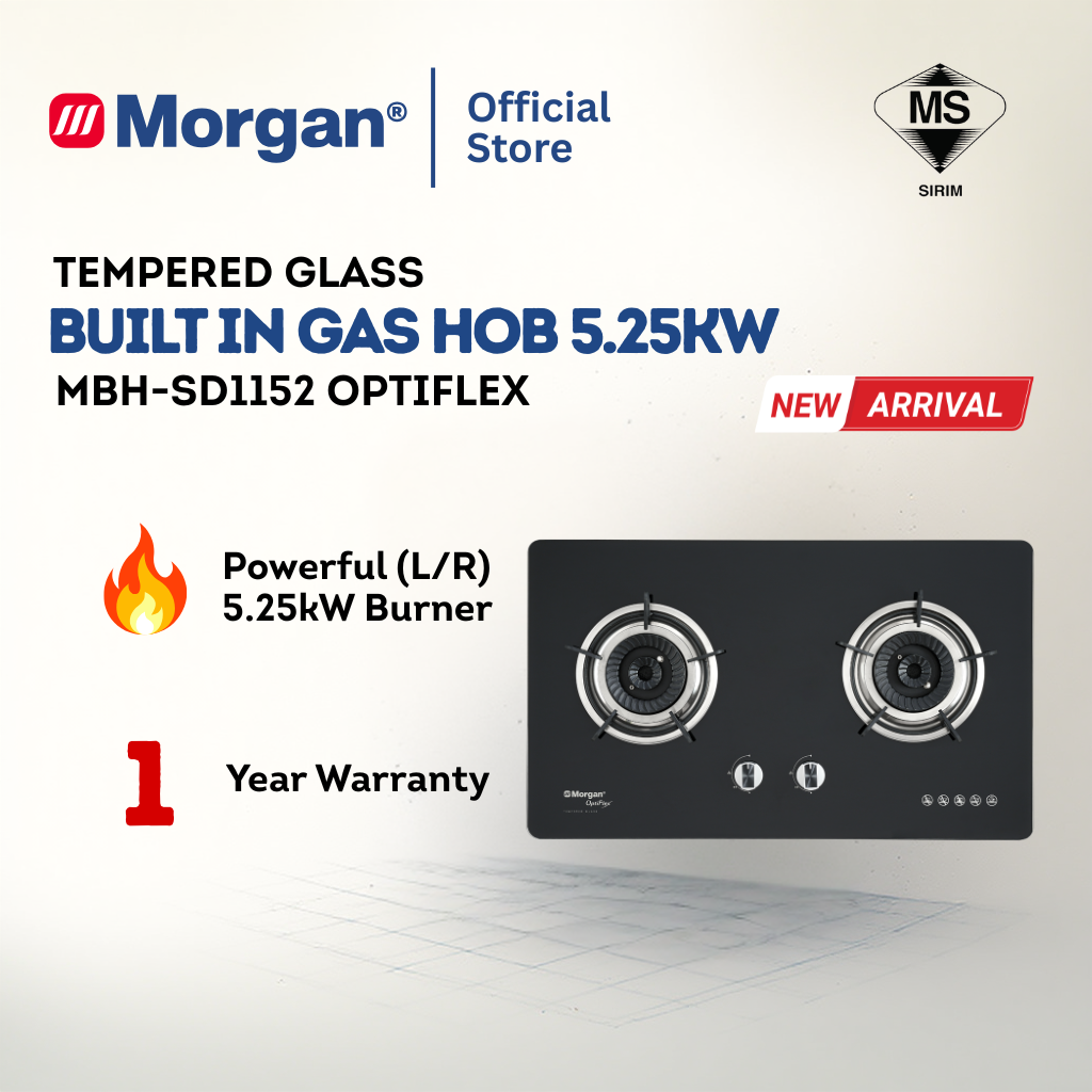 Built-In Hob Glass 2 Burner 5.25KW MBH-SD1152 OPTIFLEX
