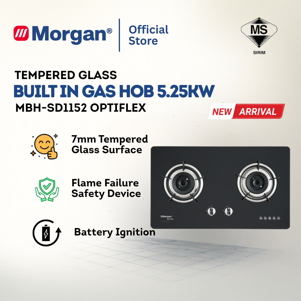 Built-In Hob Glass 2 Burner 5.25KW MBH-SD1152 OPTIFLEX