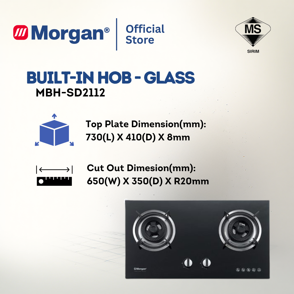 Morgan Built-In Hob Glass 2 Gas Burner MBH-SD2112