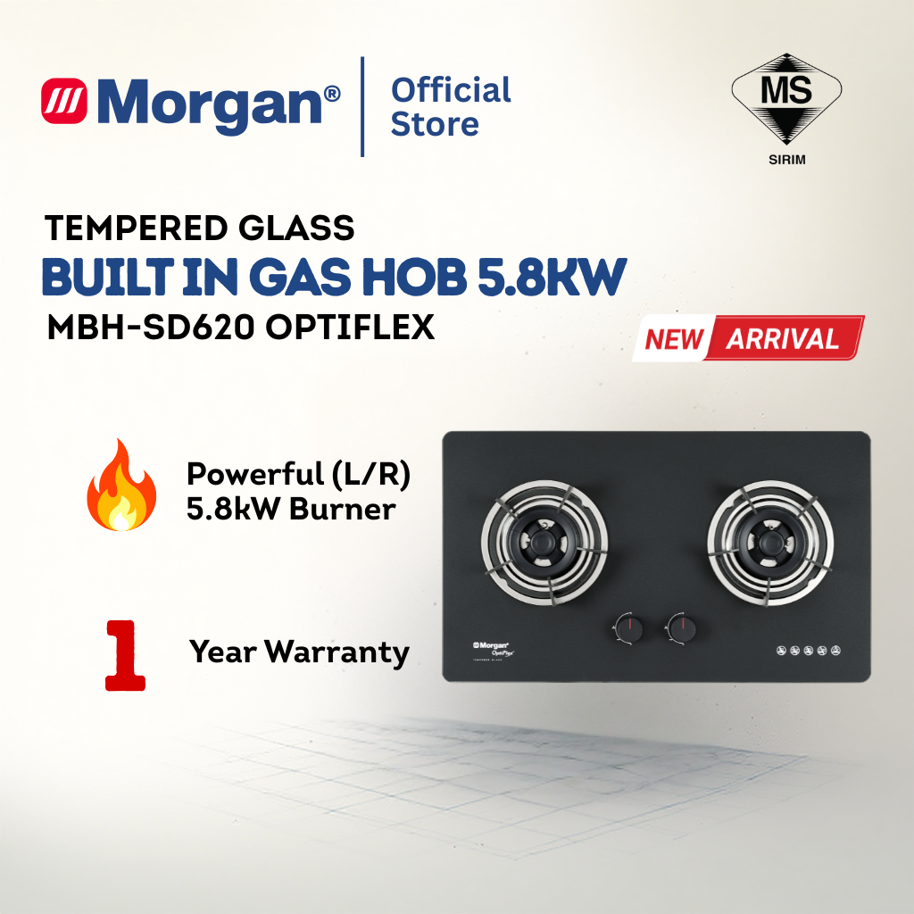 Built-In Hob Glass 2 Burner 5.8KW MBH-SD620 OPTIFLEX