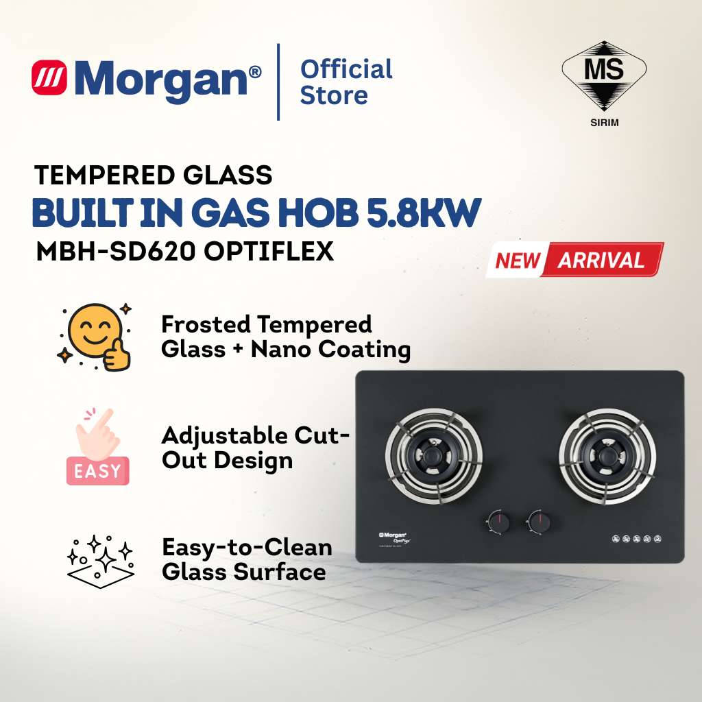 Built-In Hob Glass 2 Burner 5.8KW MBH-SD620 OPTIFLEX