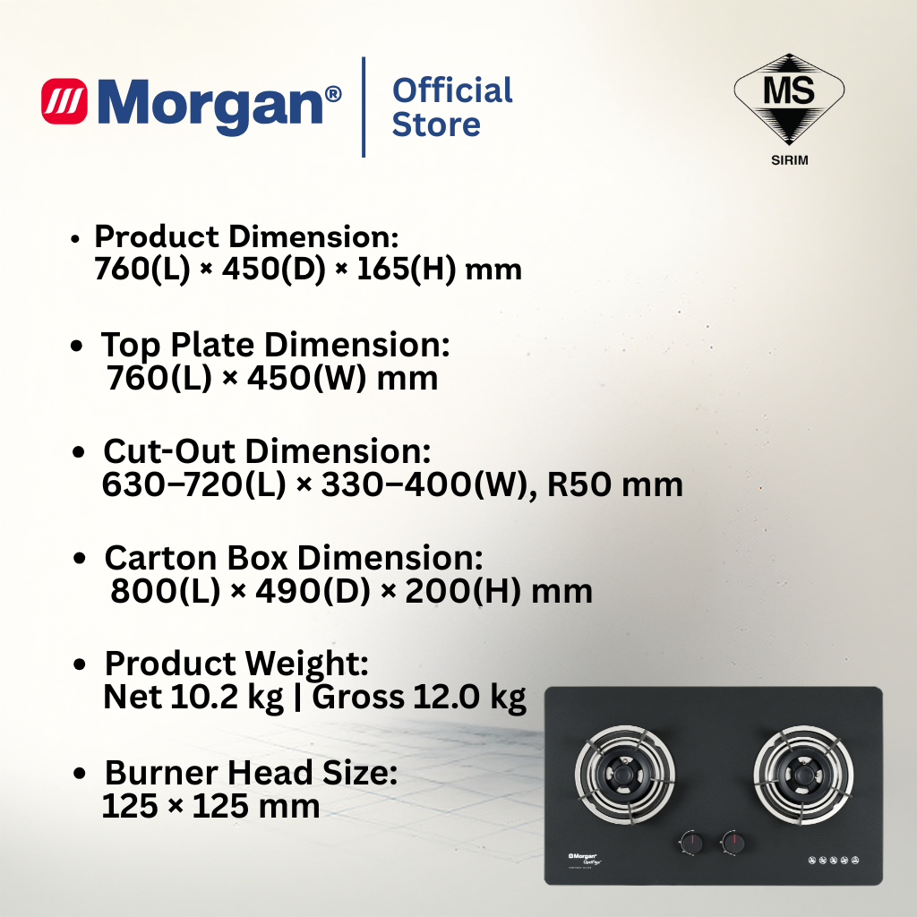Built-In Hob Glass 2 Burner 5.8KW MBH-SD620 OPTIFLEX