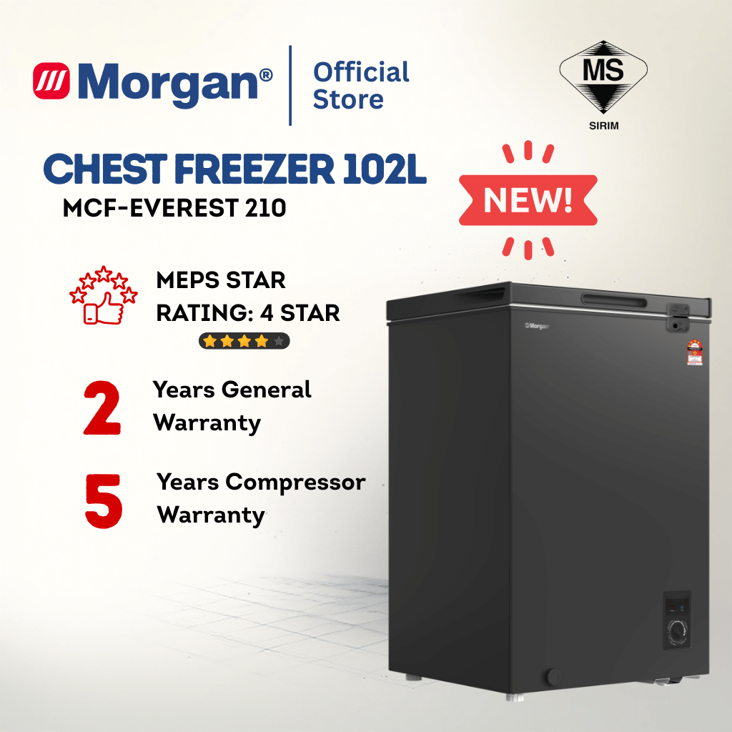 Morgan Chest Freezer (102L) MCF-EVEREST-210 | 4 Star | Black Colour