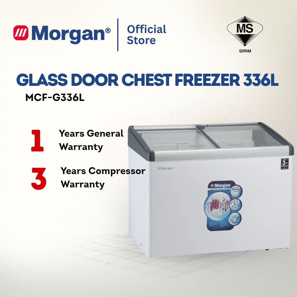 Morgan Chest Freezer with Lockable Sliding Glass Door (336L) MCF-G336L
