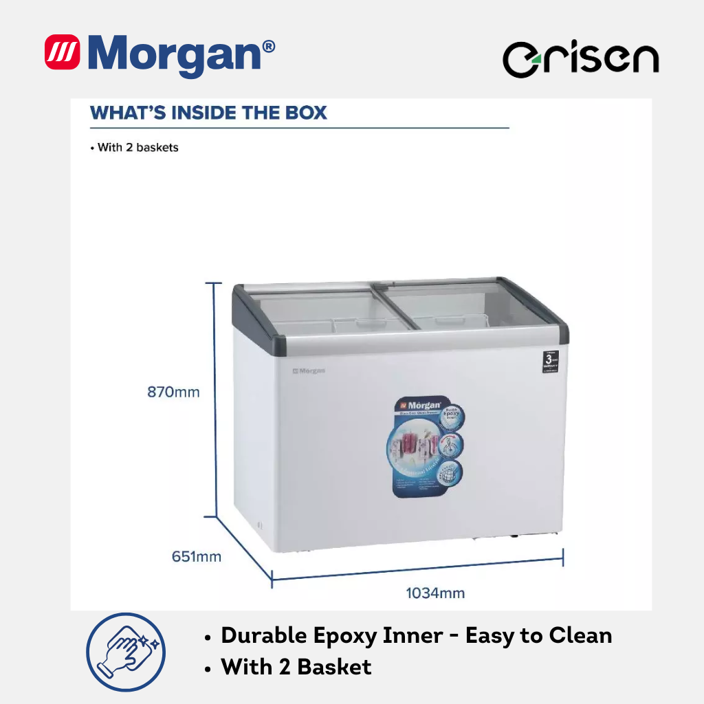 Morgan Chest Freezer with Lockable Sliding Glass Door (336L) MCF-G336L