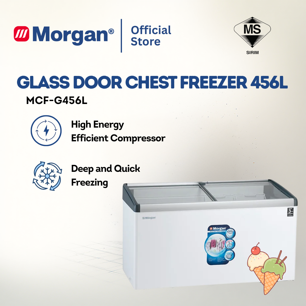 Morgan Sliding Glass Door Chest Freezer (456L) MCF-G456L