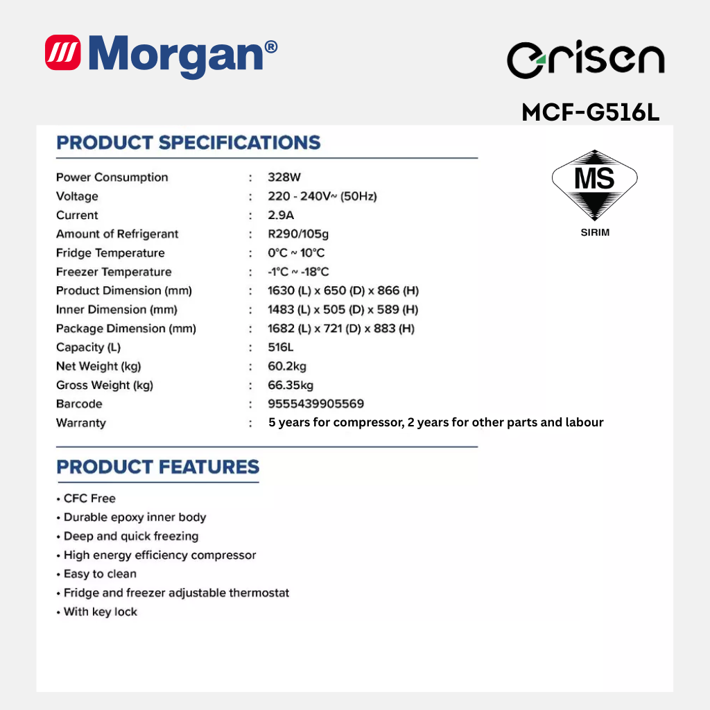 Morgan Chest Freezer (516L) MCF-G516L