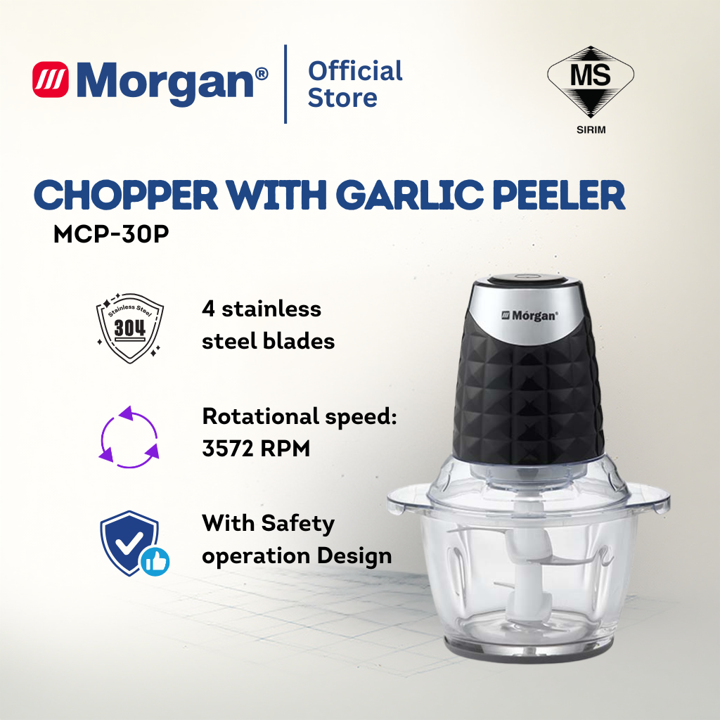 Morgan MCP-30P Multifunctional Food Processor with Free Garlic Peeler