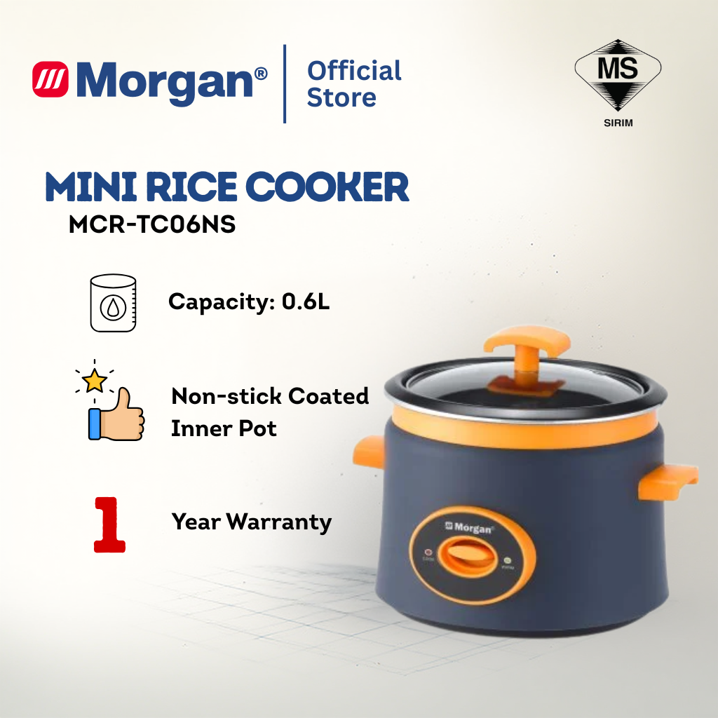 Morgan Non-Stick Rice Cooker with Over-Heating Protection (0.6L) [Free Measuring Cup & Rice Scoop] MRC-TC06NS