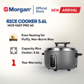 Morgan Non-Stick Commercial Rice Cooker (5.6L/8.5L/10L) [Free Measuring Cup & Rice Scoop]