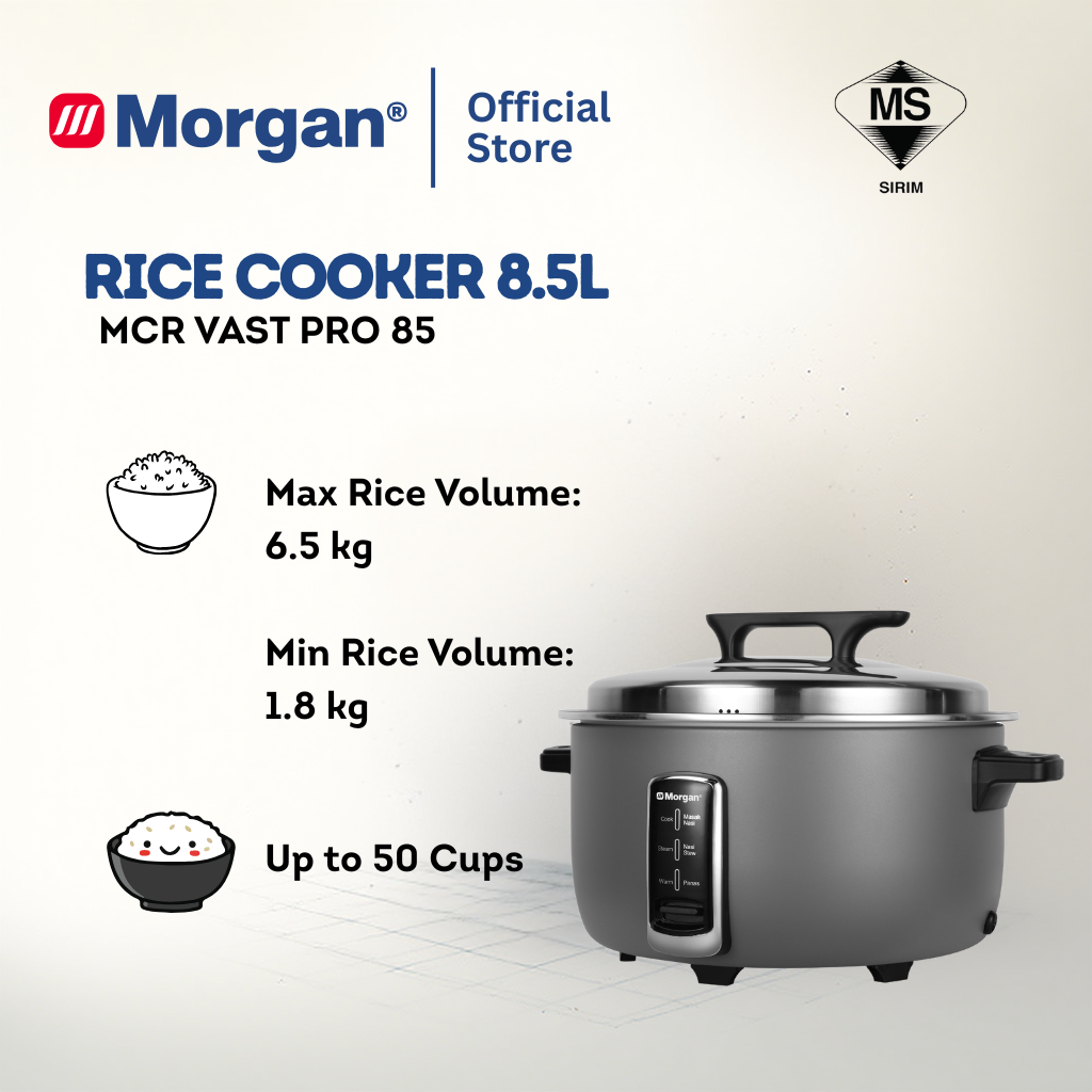 Morgan Non-Stick Commercial Rice Cooker (5.6L/8.5L/10L) [Free Measuring Cup & Rice Scoop]