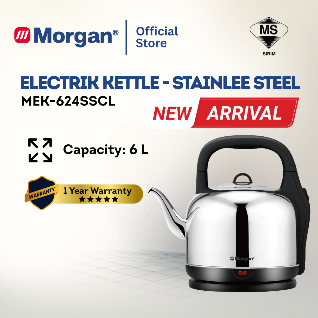 Morgan MEK-624SSCL Extra Large Stainless Steel 304 Electric Kettle (6L)