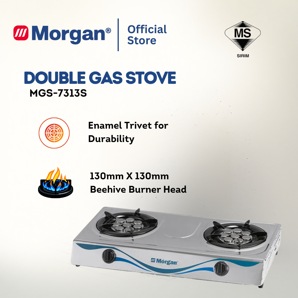Morgan Stainless Steel Gas Stove with Piezo Ignition (130mm x 130mm) MGS-7313S