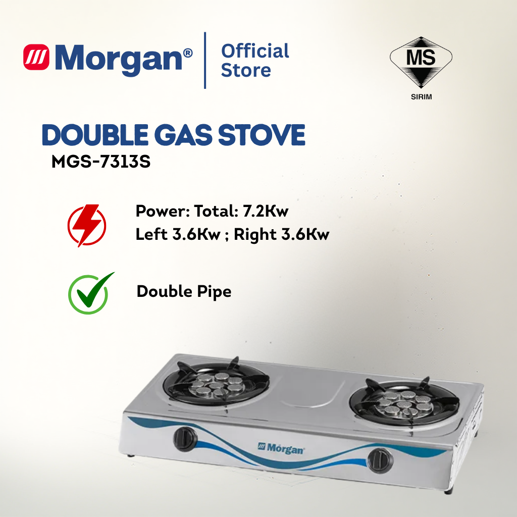 Morgan Stainless Steel Gas Stove with Piezo Ignition (130mm x 130mm) MGS-7313S