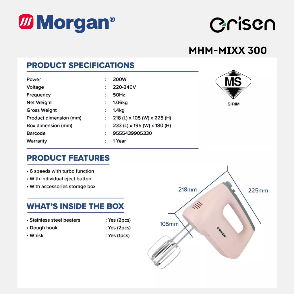 Morgan Hand Mixer (300W) MHM-MIXX 300