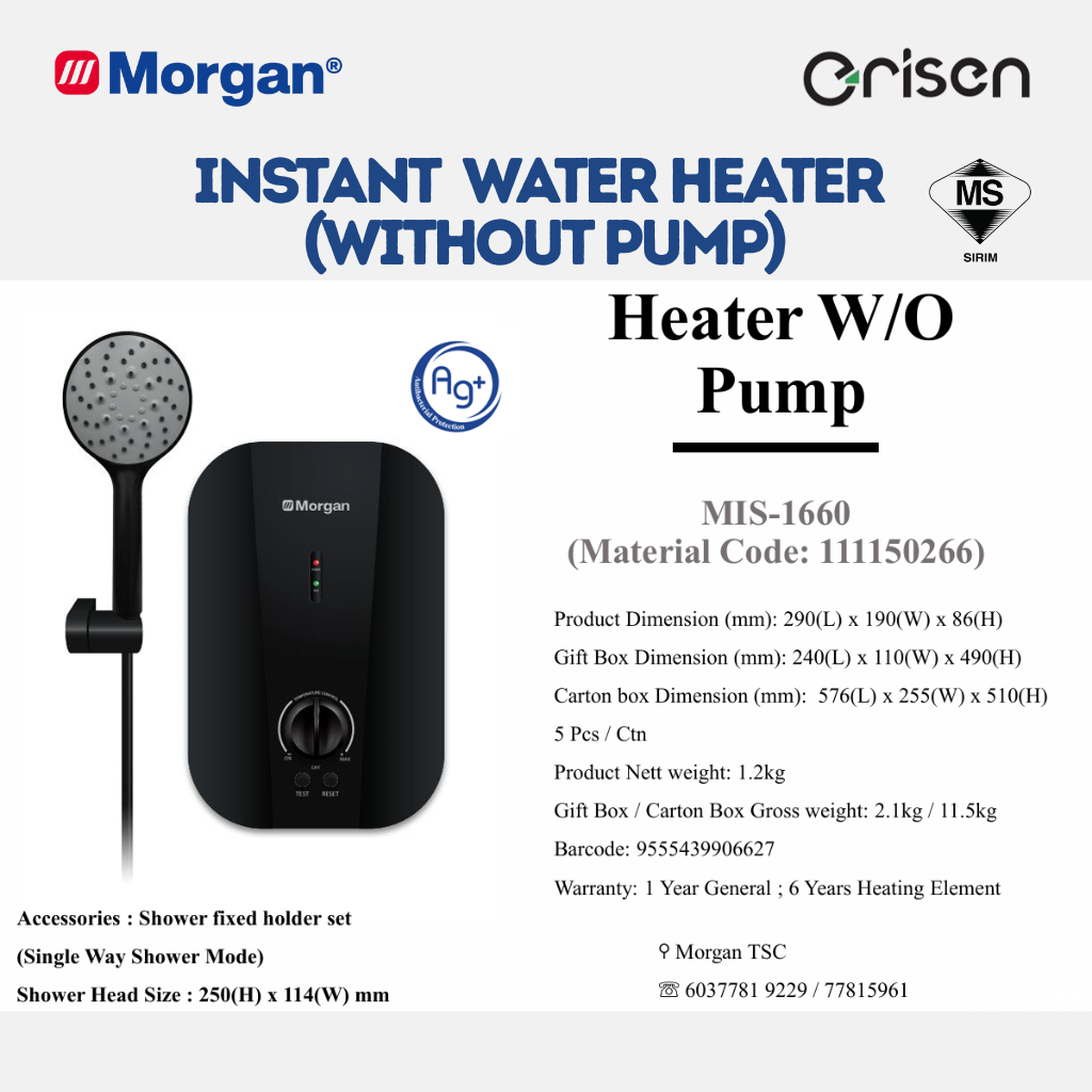 Morgan Instant Water Heater MIS-1660