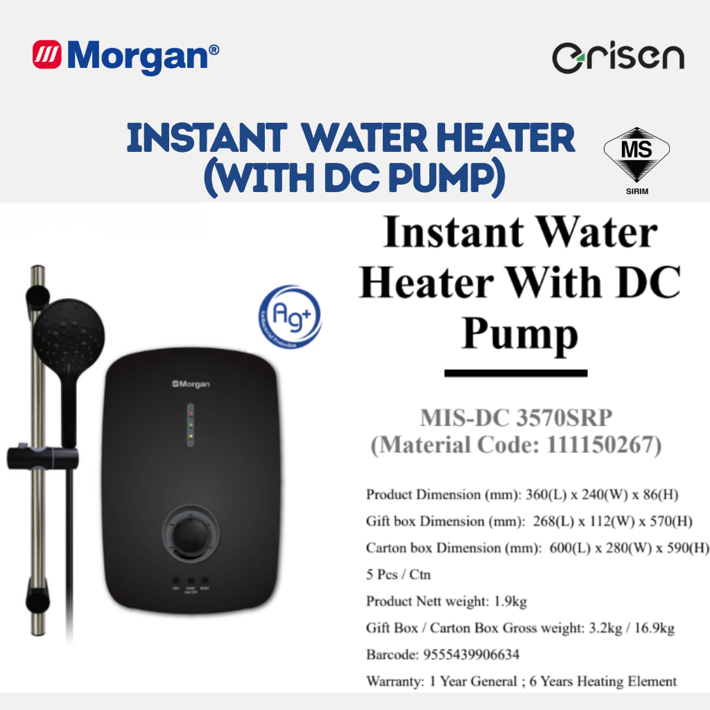Morgan Instant Water Heater DC PUMP MIS-DC3570 SRP