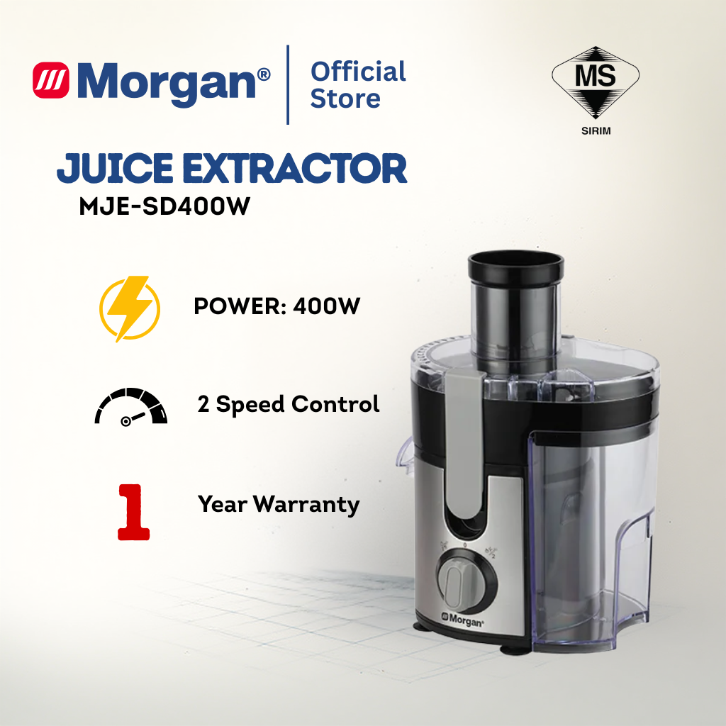 Morgan 2-Speed Juice Extractor with Stainless Steel Filter (1L) MJE-SD400W
