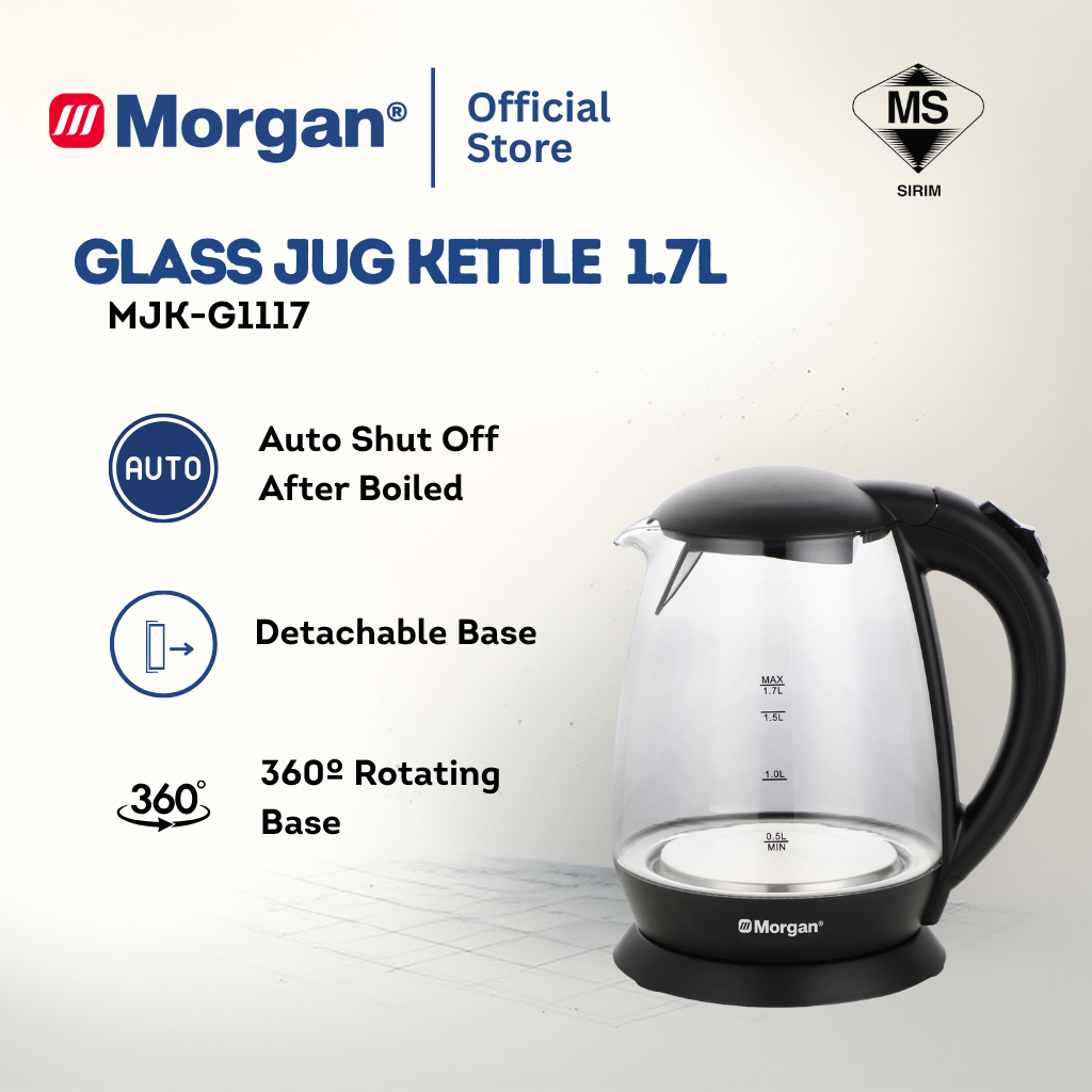 Morgan Thick Glass Jug Kettle (1.7L ) MJK-G1117