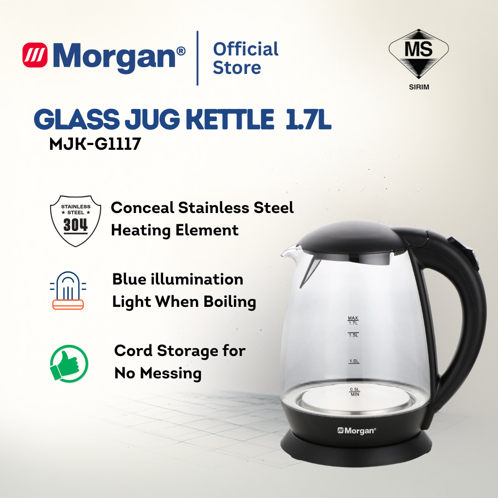 Morgan Thick Glass Jug Kettle (1.7L ) MJK-G1117