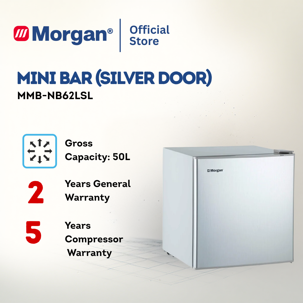 Morgan Single Door Mini Bar Fridge (50L) MMB-NB62LSL
