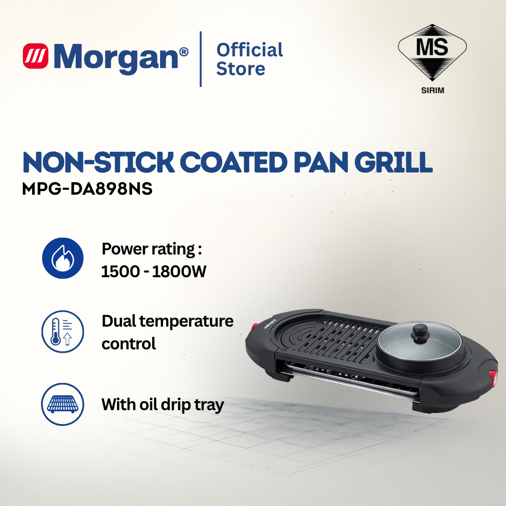 Morgan 2 In 1 BBQ/Teppanyaki Detachable Non-Stick Grill Pan & Steamboat MPG-DA898NS