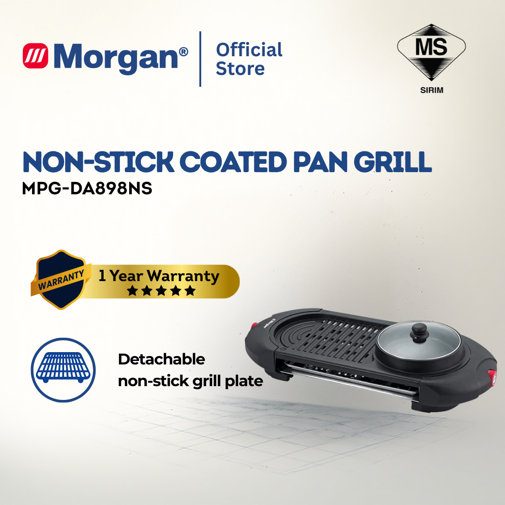 Morgan 2 In 1 BBQ/Teppanyaki Detachable Non-Stick Grill Pan & Steamboat MPG-DA898NS
