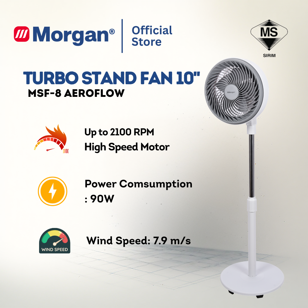 Morgan Turbo Air Circulation Stand Fan (10") MSF-8 AEROFLOW | NEW ARRIVAL
