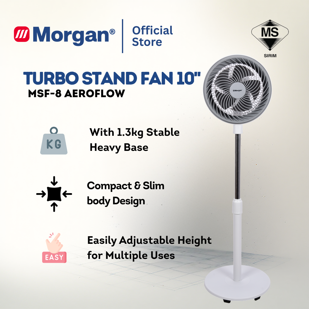Morgan Turbo Air Circulation Stand Fan (10") MSF-8 AEROFLOW | NEW ARRIVAL
