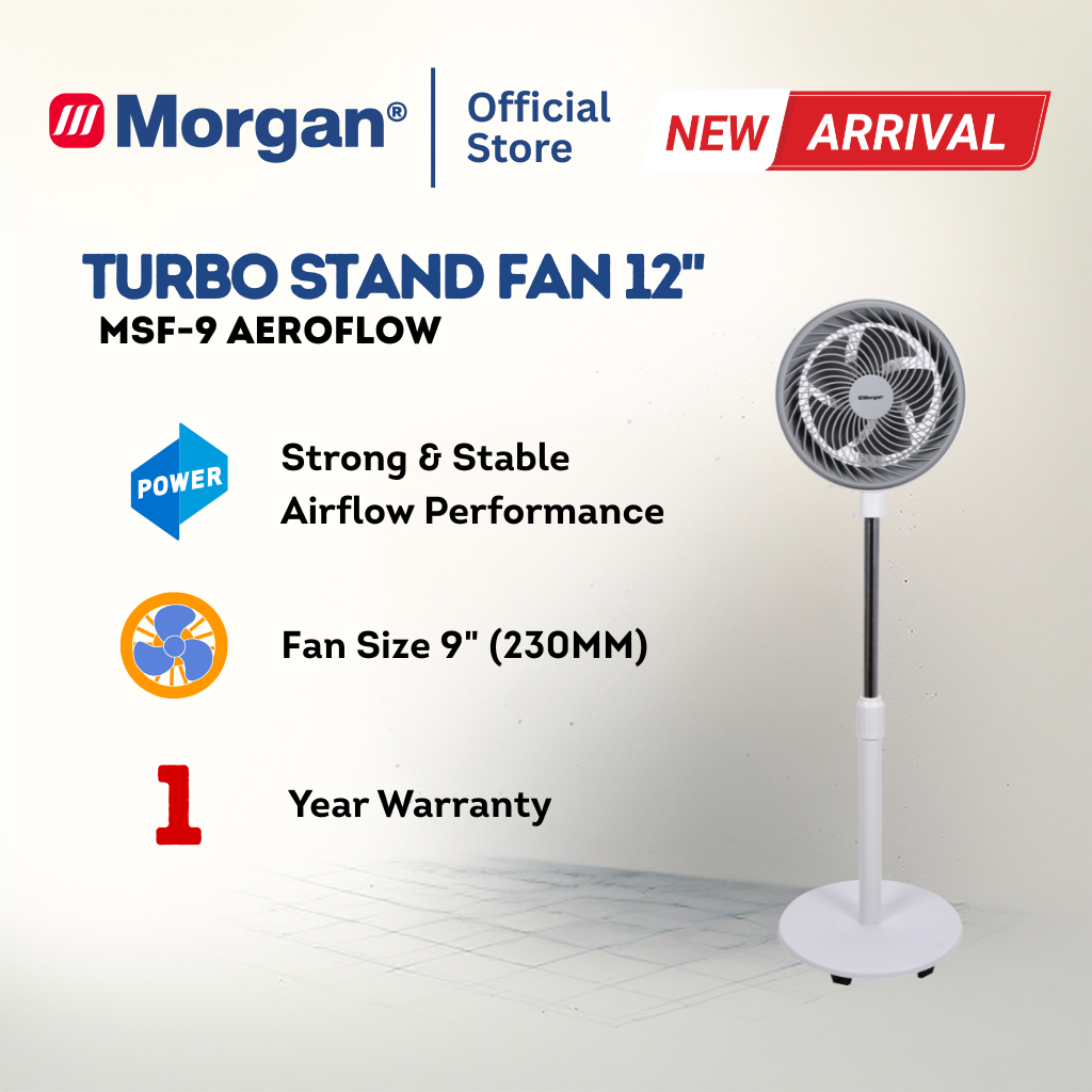 Morgan Turbo Air Circulation Stand Fan (12") MSF-9 AEROFLOW | NEW ARRIVAL