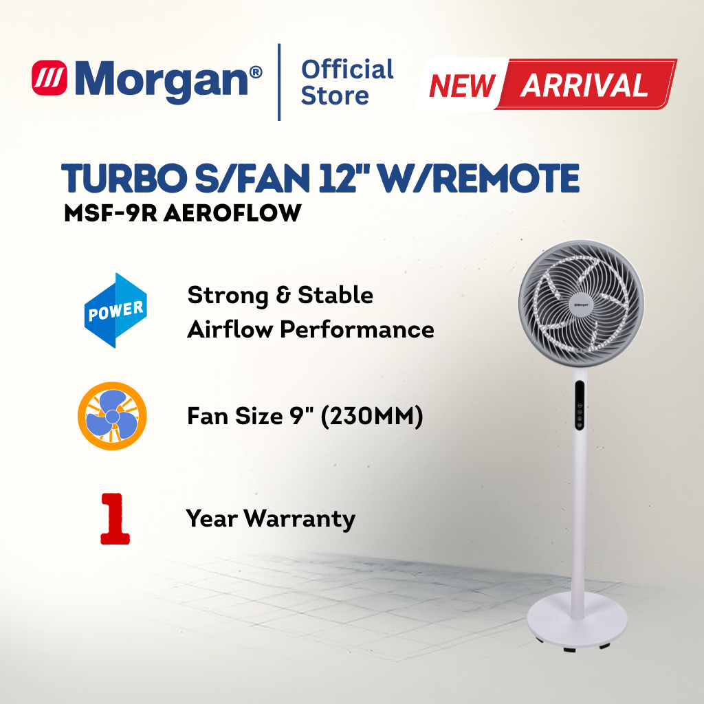 Morgan Turbo Air Circulation Stand Fan with Remote (12") MSF-9R AEROFLOW | NEW ARRIVAL