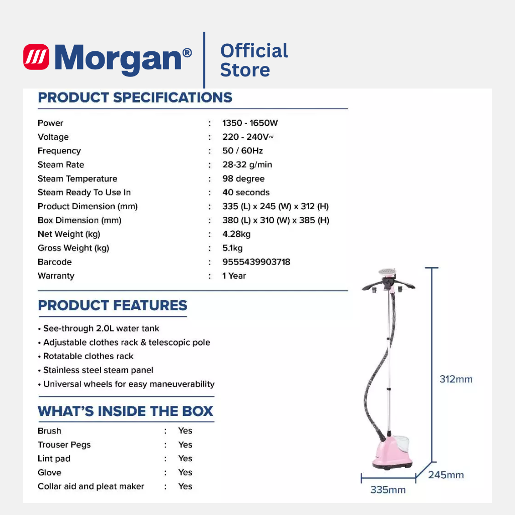 Morgan Upright Garment Steamer MSI-GB206