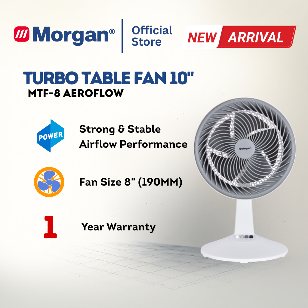 Morgan Turbo Air Circulation Table Fan (10") MTF-8 AEROFLOW | NEW ARRIVAL