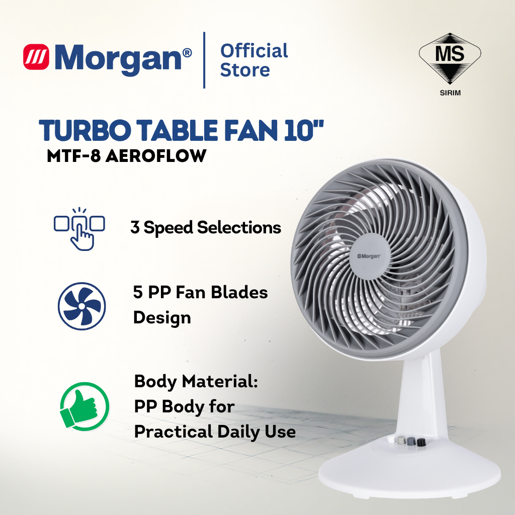 Morgan Turbo Air Circulation Table Fan (10") MTF-8 AEROFLOW | NEW ARRIVAL