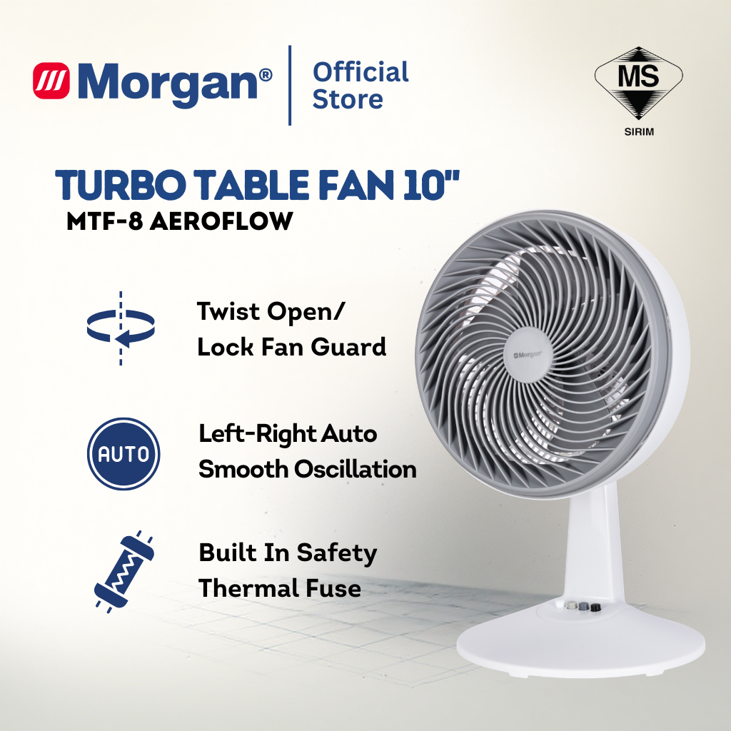 Morgan Turbo Air Circulation Table Fan (10") MTF-8 AEROFLOW | NEW ARRIVAL