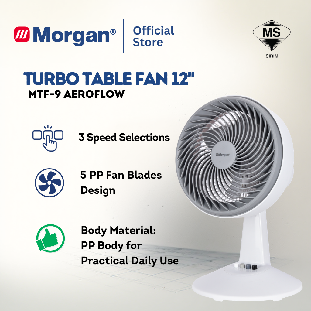 Morgan Turbo Air Circulation Table Fan (12") MTF-9 AEROFLOW | NEW ARRIVA