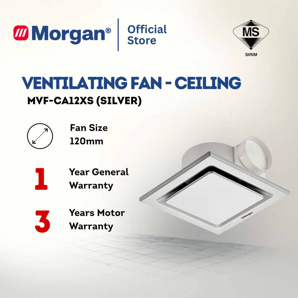 Morgan Ceiling Mounted Ventilation Fan - Silver MVF-CA12XS