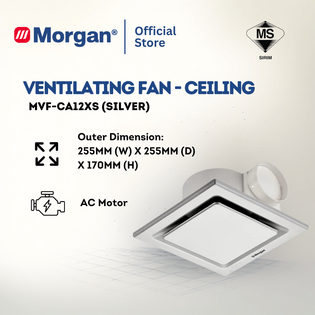 Morgan Ceiling Mounted Ventilation Fan - Silver MVF-CA12XS