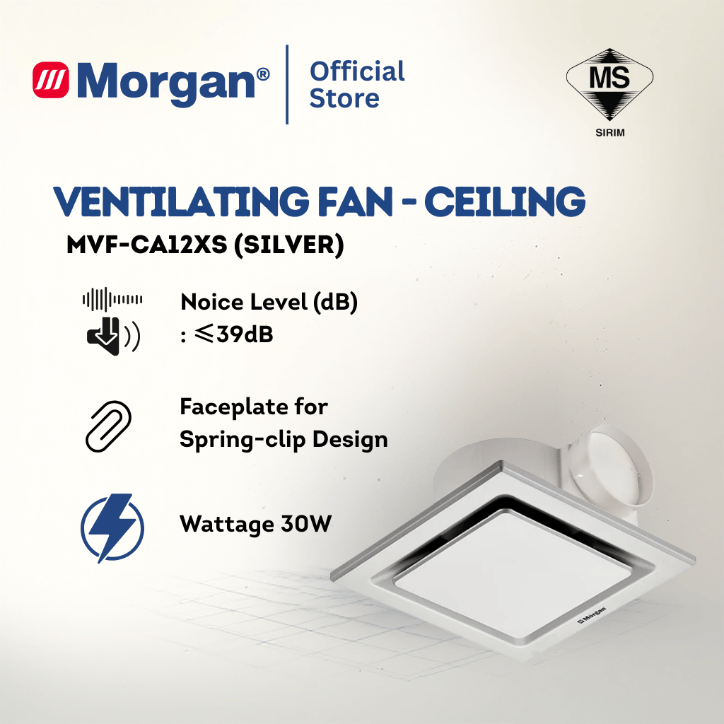 Morgan Ceiling Mounted Ventilation Fan - Silver MVF-CA12XS