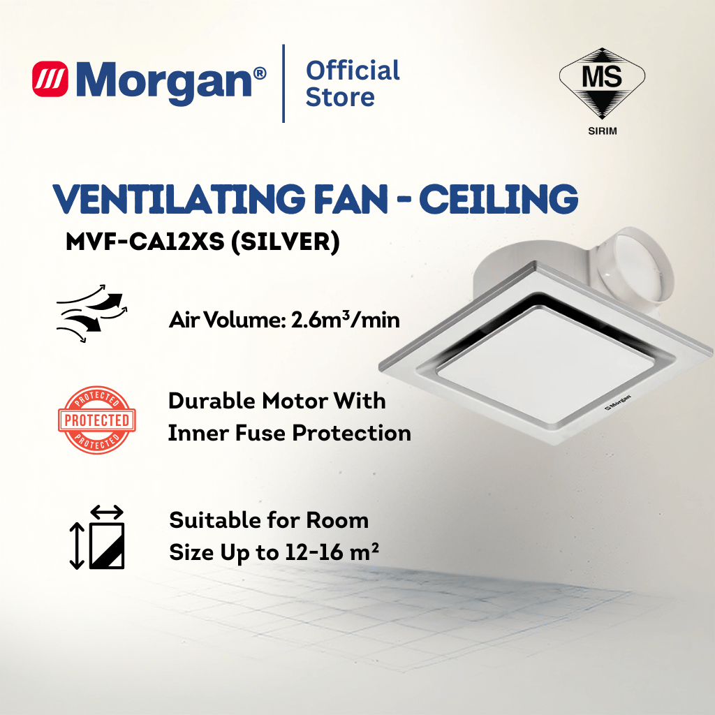 Morgan Ceiling Mounted Ventilation Fan - Silver MVF-CA12XS