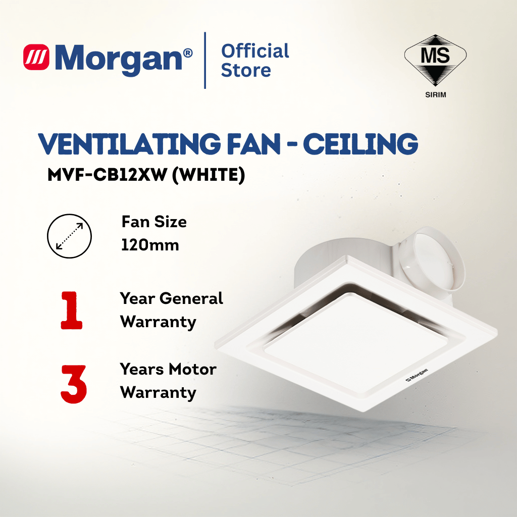 Morgan Ceiling Mounted Ventilation Fan - White MVF-CB12XW