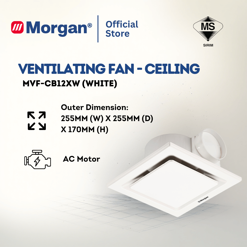 Morgan Ceiling Mounted Ventilation Fan - White MVF-CB12XW