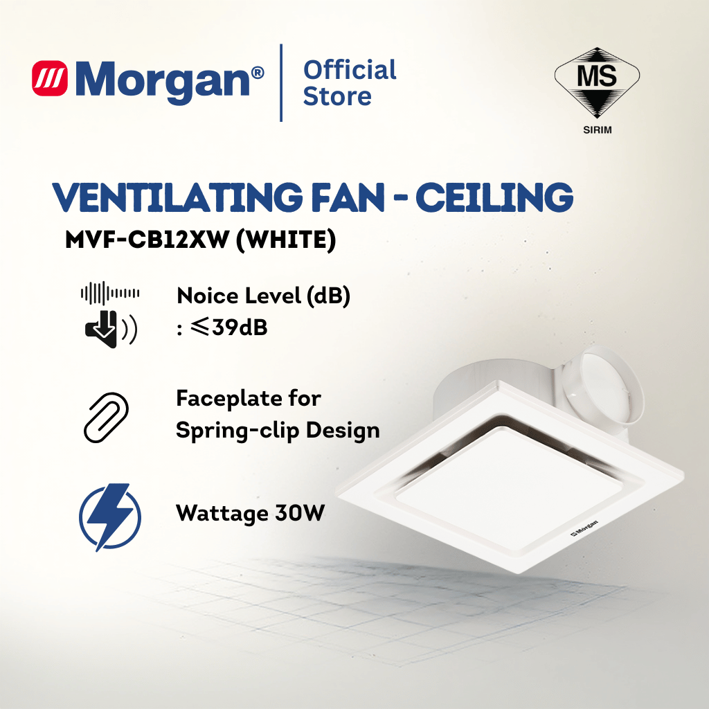 Morgan Ceiling Mounted Ventilation Fan - White MVF-CB12XW